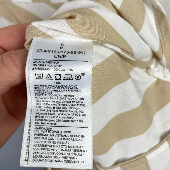 Gap Stripe MIDI Tank Dress Cotton Size Small Khaki White Summer Vacation Coastal - Picture 5 of 12